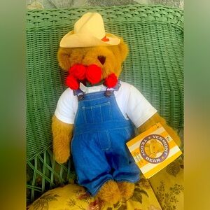 2005 Vermont 16” Teddy bear With Bouquet Of Red Roses